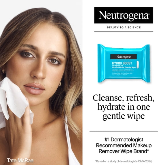 Hydro Boost Makeup Remover Wipes & Face Cleansing Towelettes, 25 Count