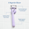 5-Blade Women's Razor Kit - 1 Handle, 2 Blade Refills, Magnetic Hook - Lilac