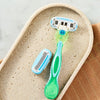 Women's 5-Blade Razor with Handle/2 Cartridges/Shower Hanger, Blue and Green