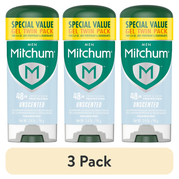(3 pack) Triple Odor Protection Antiperspirant & Deodorant Gel, Unscented,