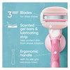 ComfortGlide White Tea Manual Razor for Women, Handle, 3 Blades & 2 Refills, Pink
