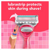 Razor for Women, 5 Blades, Manual Razor, Handle and 2 Razor Blade Refills, Neon Pink