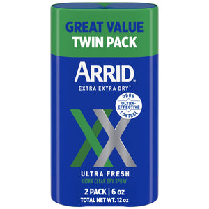 Extra Extra Dry Ultra Clear Aerosol Antiperspirant Deodorant, Ultra Fresh, Twin Pack 6 oz