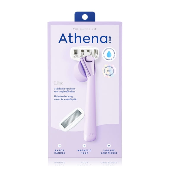 5-Blade Women's Razor Kit - 1 Handle, 2 Blade Refills, Magnetic Hook - Lilac