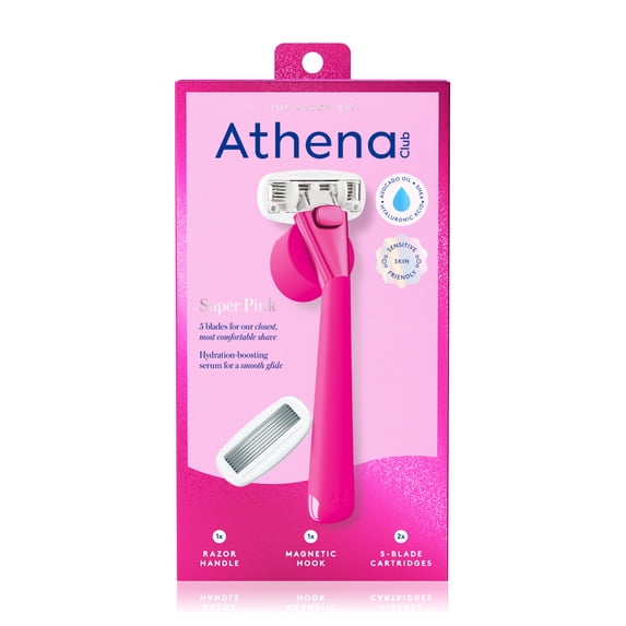 Women's Razor Kit - Razor Handle, 2 5-Blade Refills, Shower Holder in Super Pink