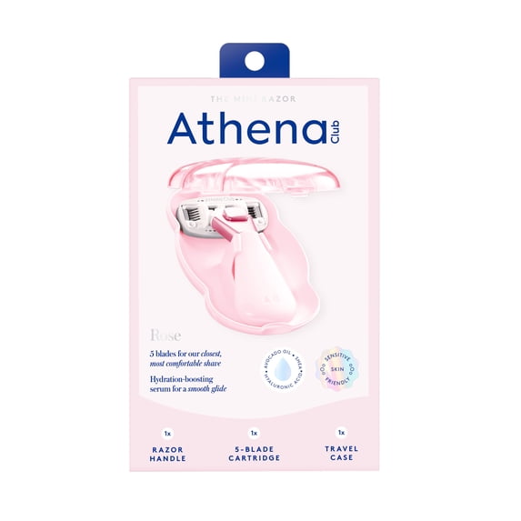 Mini Razor for Women - TSA Approved, 5-Blade Cartridge + Travel Case, Rose