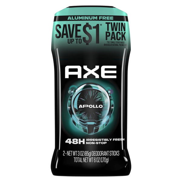 Deodorant Stick For Long Lasting Odor Protection, Aluminum Free, Apollo Sage & Cedarwood Men's Deodorant, 3 oz Twin Pack