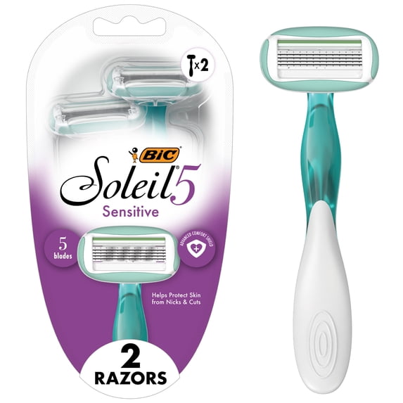 Sensitive 5-Blade Disposable Razors, Dorm Essentials, 2-Count