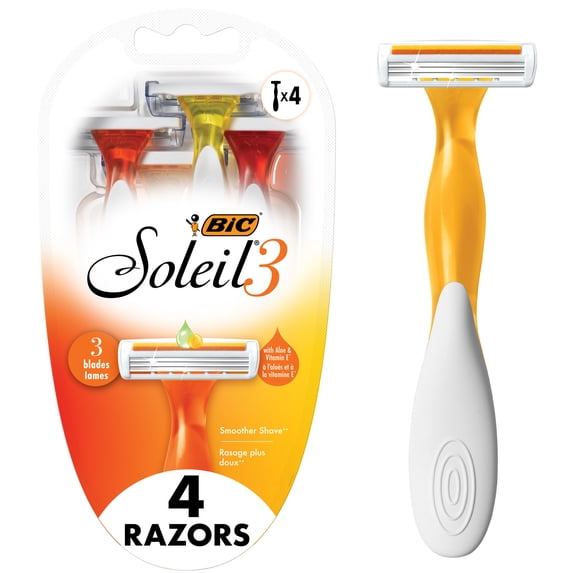 Women's 3-Blade Disposable Razors, Dorm Essentials, Ladies Razors, 4-Count