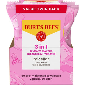 Micellar & Rose Water 3-in-1 Makeup Removing and Cleansing Wipes, 60 Count (2-Pack)