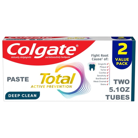 Total Active Prevention Deep Clean Toothpaste, Mint, 2 Pack, 5.1 oz