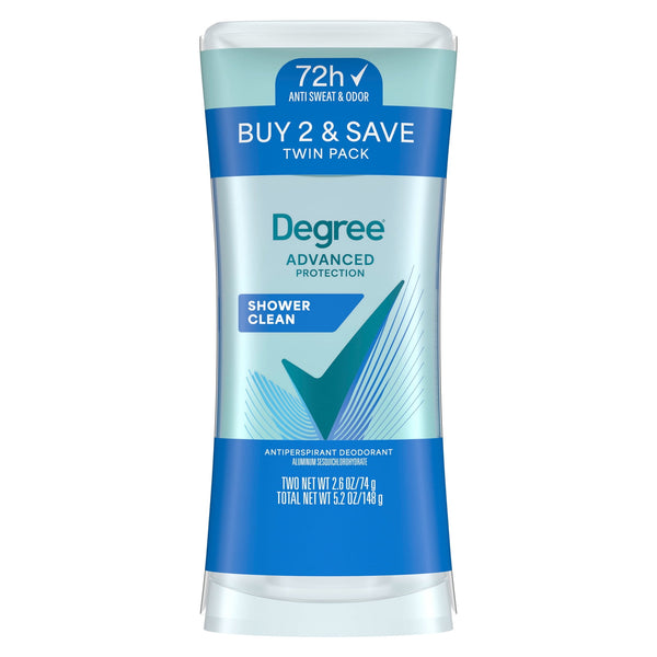 Advanced Antiperspirant Deodorant Sweat & Odor Protection Shower Clean 72-Hour Anti Sweat and Odor Protection, 2.6 oz Twin Pack