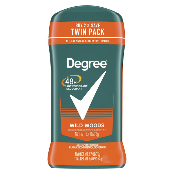 Long Lasting Men's Antiperspirant Deodorant Stick Twin Pack, Wildwoods, 2.7 oz