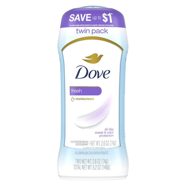 Invisible Solid Antiperspirant Deodorant Stick For Women, Fresh, For All Day Underarm Sweat & Odor Protection ,2.6 oz, 2 Pack