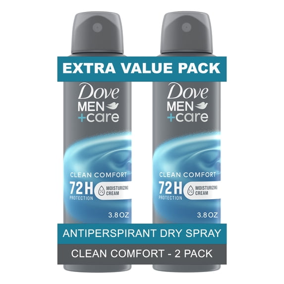 Men+Care Antiperspirant Deodorant Dry Spray For Men 72-hour Sweat And Odor Protection Clean Comfort With Triple Defense Technology™ ,3.8 oz Twin Pack