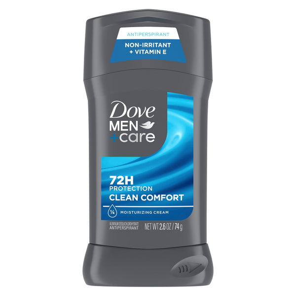 Antiperspirant Deodorant Stick 72-Hour Sweat & Odor Protection Clean Comfort Antiperspirant For Men With 1/4 Moisturizing Cream, 2.6 oz