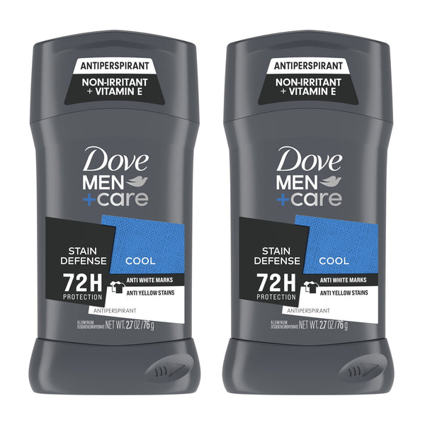 Deodorant Stick for Men, Stain Defense Cool, Anti-white Marks & Anti-yellow Stains Protection, with 72-hour Sweat and Odor Protection, 2.7 oz Twin Pack