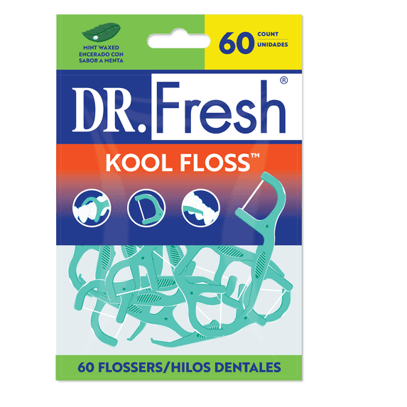 Kool Floss Waxed Dental Floss Picks in Easy Resealable Packaging, Mint, 60 Count