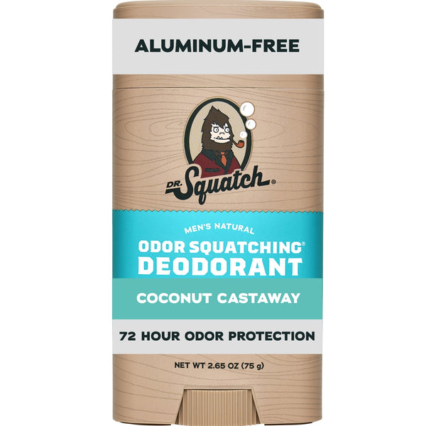 Mens Aluminum Free Deodorant, Natural Deodorant for Men, Coconut Castaway, 2.65 Oz