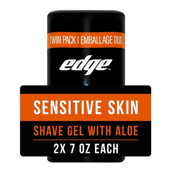 Sensitive Skin Shave Gel for Men with Aloe, Twin Pack, Unscented, 14 oz