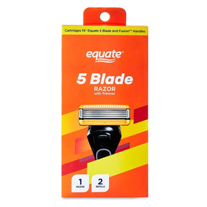 5-Blade Razor with Trimmer and 2 Cartridge Refills, Black