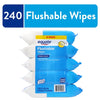 Flushable Cleansing Cloths, Fresh Scent, 240 Wipes, 5 Resealable Packs