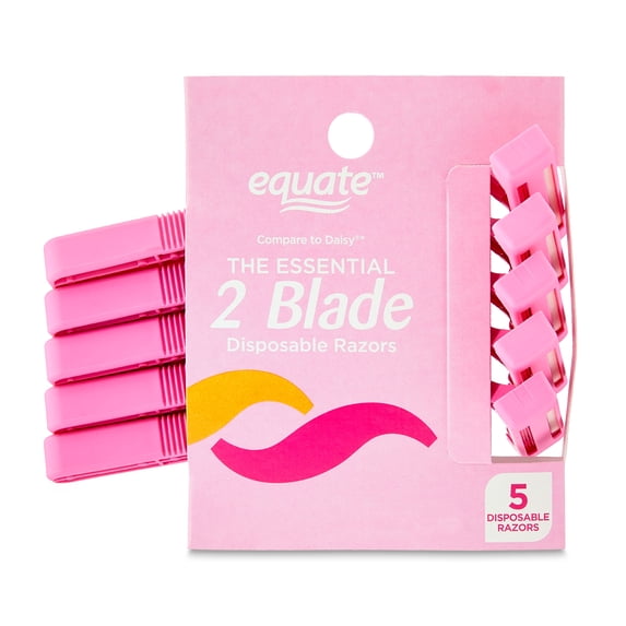 Women's 2-Blade Disposable Razors, Pink, 5 Count