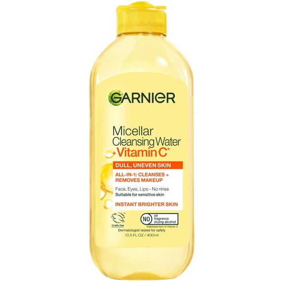 SkinActive Micellar Cleansing Water All in 1 Vitamin C Makeup Remover, Face Cleanser, 13.5 fl oz