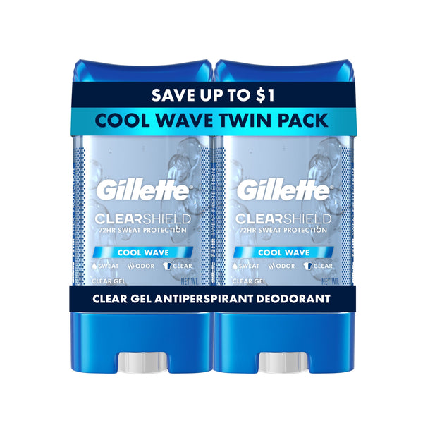 Antiperspirant Deodorant for Men, Clear Gel, Cool Wave, 3.8 oz, Twin Pack