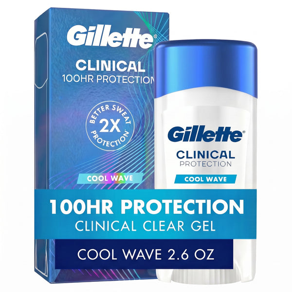 Antiperspirant Deodorant for Men, Clinical Protection Clear Gel Cool Wave Scent, 2.6 oz