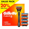 Manual Razor Blade Men, 1 Handle and 5 Blade Refills, Black