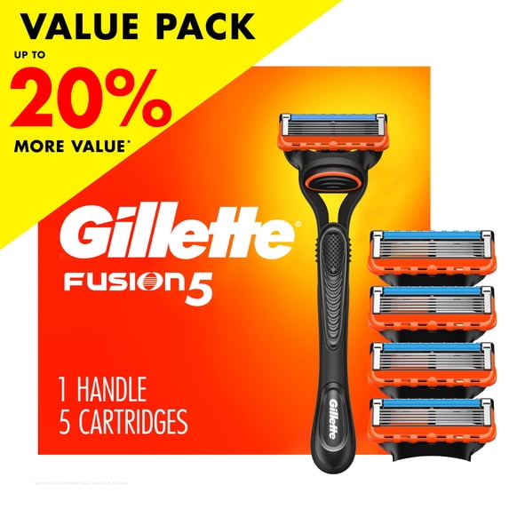 Manual Razor Blade Men, 1 Handle and 5 Blade Refills, Black