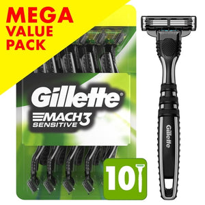 Sensitive Men's Disposable Razors, 10 Count