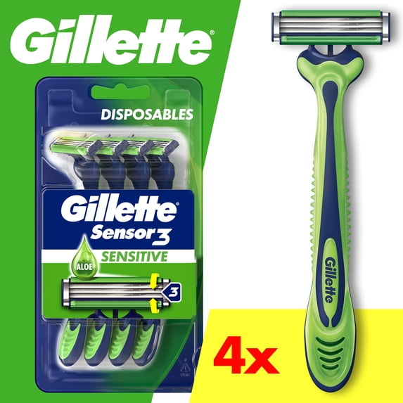 Sensor 3 Sensitive Men 3 Blade Disposable Razor,4 count