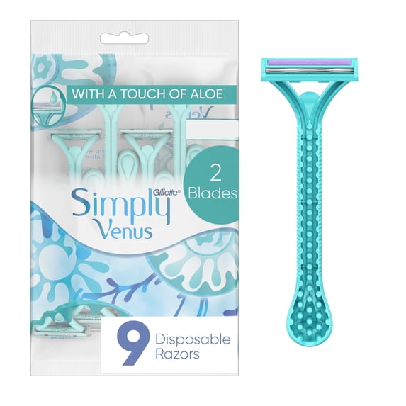 2 Disposable Razors for Women, 9 Count, Blue