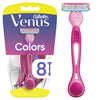 Simply 3 Colors Disposable Female Razors, Pink, 8 Count
