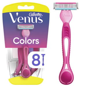 Simply 3 Colors Disposable Female Razors, Pink, 8 Count