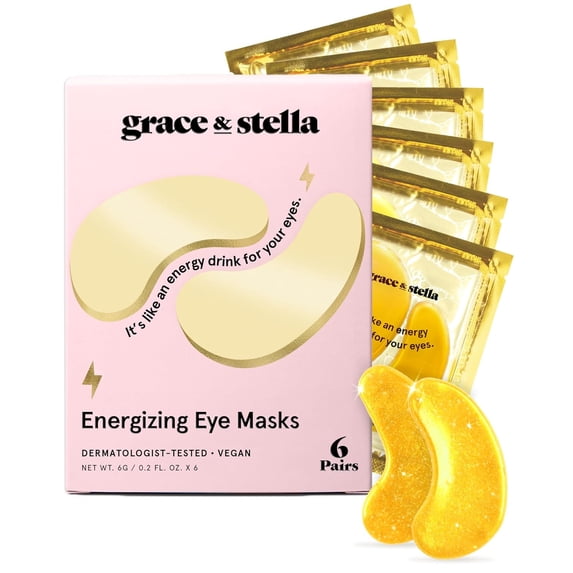 Energizing Under Eye Mask - Gold 6 Pairs - Gel Eye Patches for Dark Circles, Puffy Eyes, Wrinkles, Undereye Bags