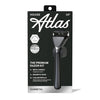 the premium razor kit (GUNMETAL) 1x metal handle, 1x magnetic hook, 2x 5-blade refills