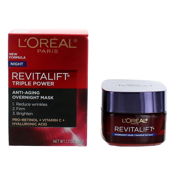 Revitalift Triple Power Anti-Aging Overnight Mask, Pro-Retinol, Hyaluronic Acid & Vitamin C, Reduce Wrinkles, Firm, Brighten Skin 1.7 oz