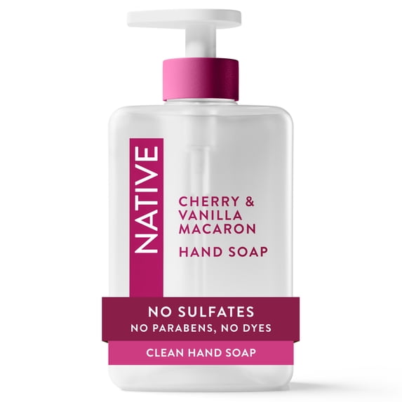 Liquid Hand Soap, Non-drying, Naturally Derived Cleansers, Sulfate Free, Cherry & Vanilla Macaron, 13 fl oz