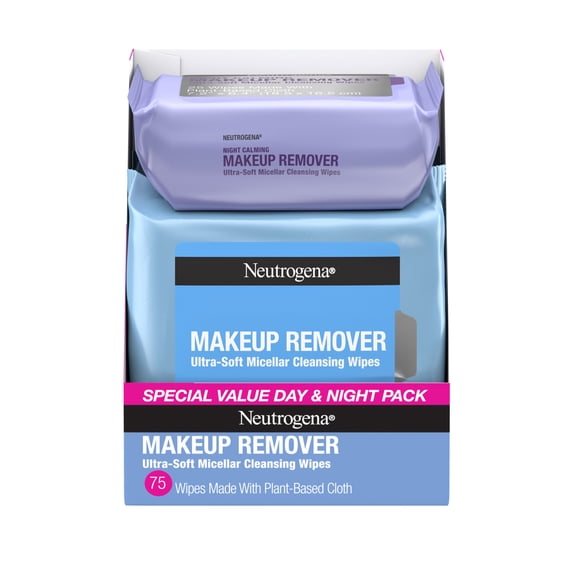 Day & Night Makeup Remover Cleansing Wipes, 3 x 25 Count