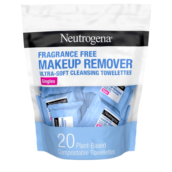 Makeup Remover Face Wipes, Single Facial Cleansing Wipes, 20 Count
