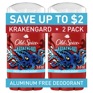 Men's Deodorant, Aluminum Free, Krakengard, Deep Ocean Scent, 3 oz, Twin Pack