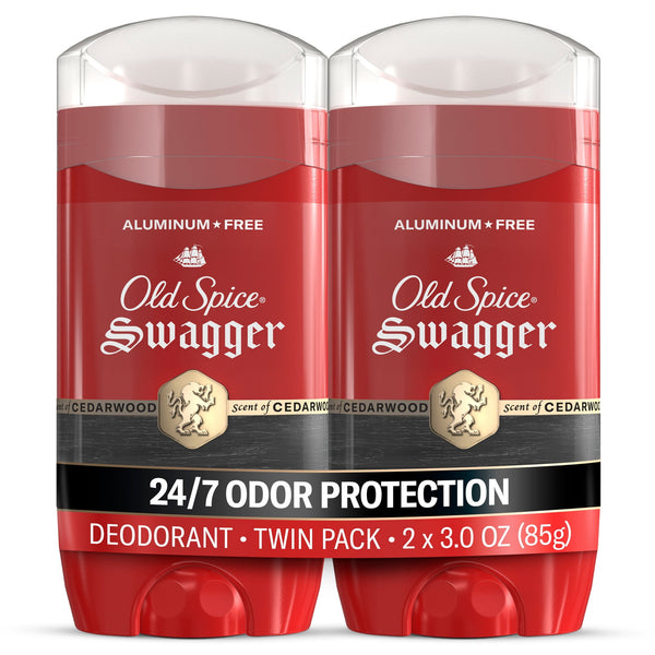 Deodorant for Men, Aluminum Free, 24/7 Odor Protection, Swagger, 3.0 oz, Twin Pack