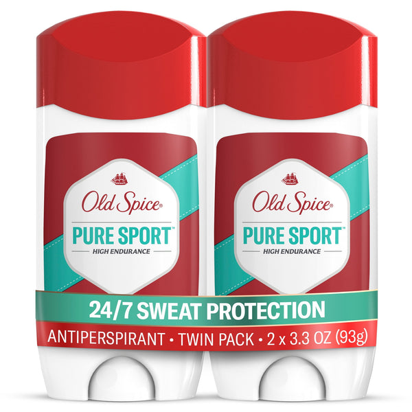 Deodorant for Men, Antiperspirant, 24/7 Sweat & Odor Protection, Pure Sport, 3.3 oz, 2 Pack