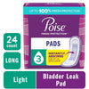 Incontinence Pads for Women, 3 Drop Light Absorbency, Long Length, 24 Count