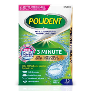 3 Minute Antibacterial Dental Appliance Cleanser Tablets, Retainer Cleaner Tablets, 30 Count