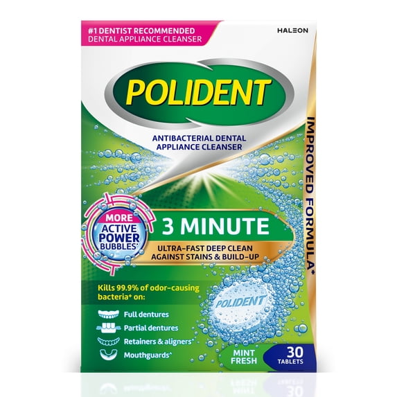 3 Minute Antibacterial Dental Appliance Cleanser Tablets, Retainer Cleaner Tablets, 30 Count