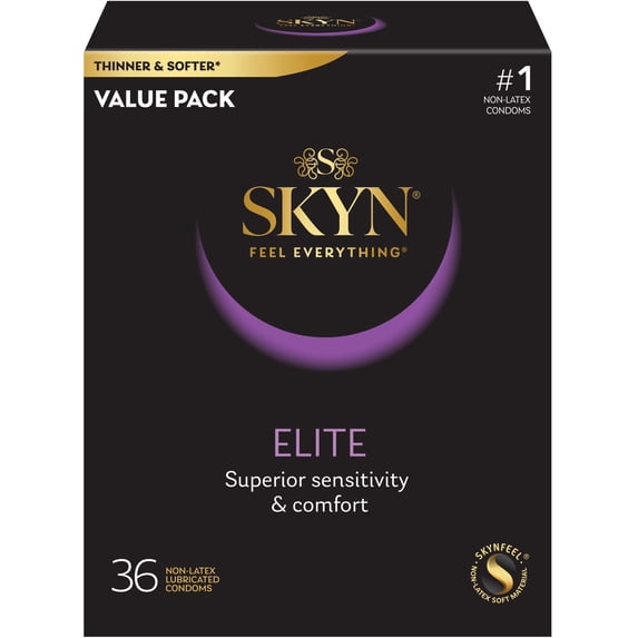 Elite Lubricated Non Latex Condoms, 36 Count
